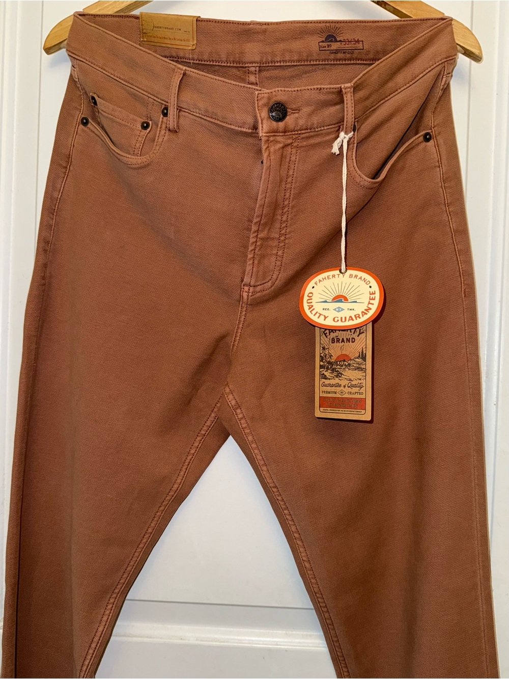 🔅Faherty Brand NWT Stretch Terry 5-Pocket Pant  in “Mesa Red” - Size 33X34